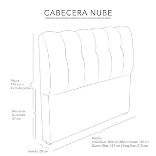 Foto 6 | Cabecera Dicasa Nube Color Plata Queen Size