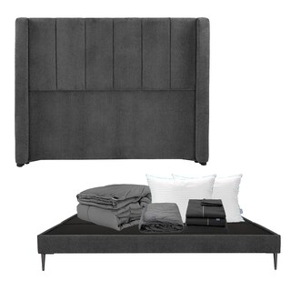 Foto 1 | Cabecera Dicasa Foss Color Gris Carbón King Size+base Slim+almohada Royal Twin+protector Lux+sábanas Royal+edredón Hom