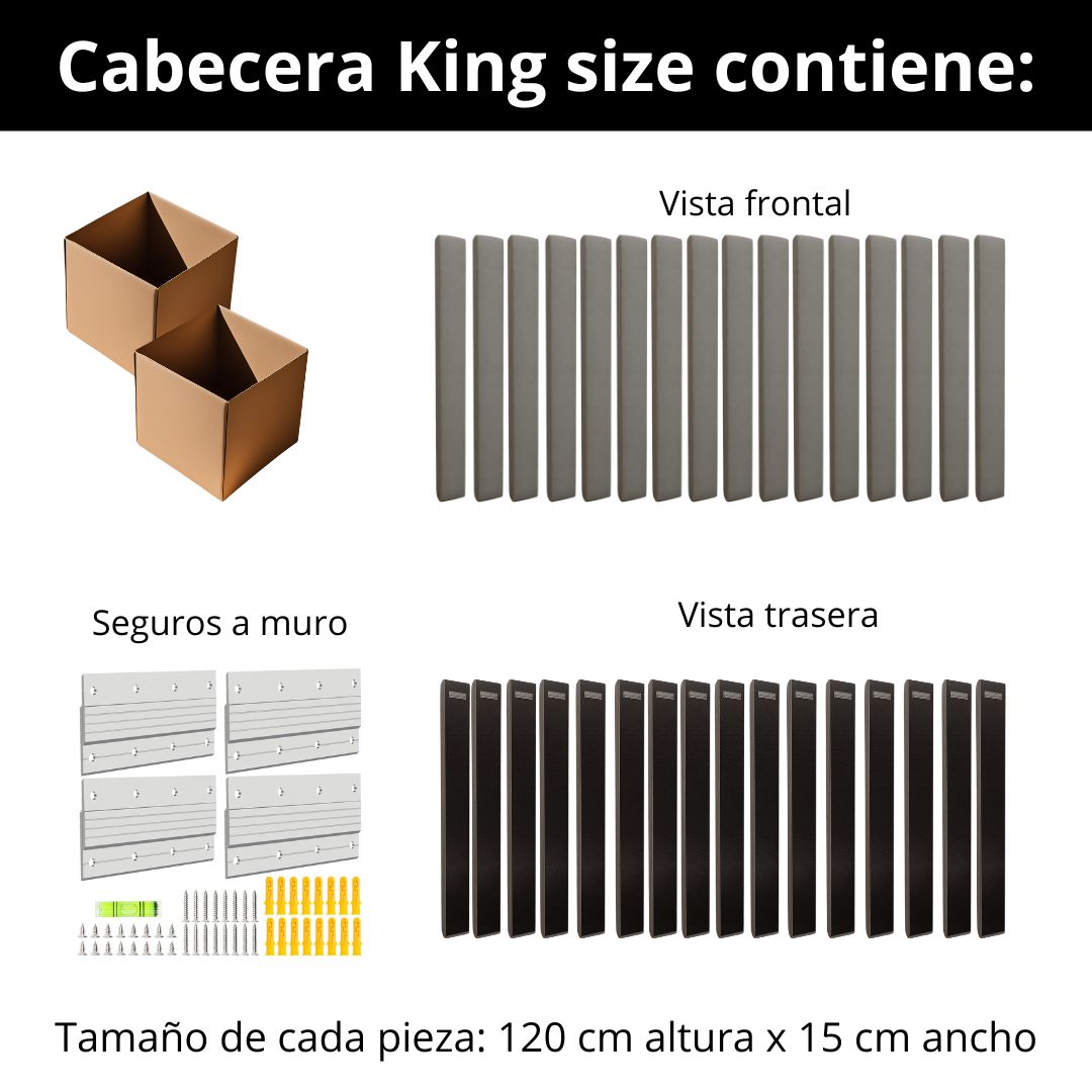 Foto 7 pulgar | Cabecera King Size Modern Luxury De Terciopelo Negro Con Canales De 15 Cm