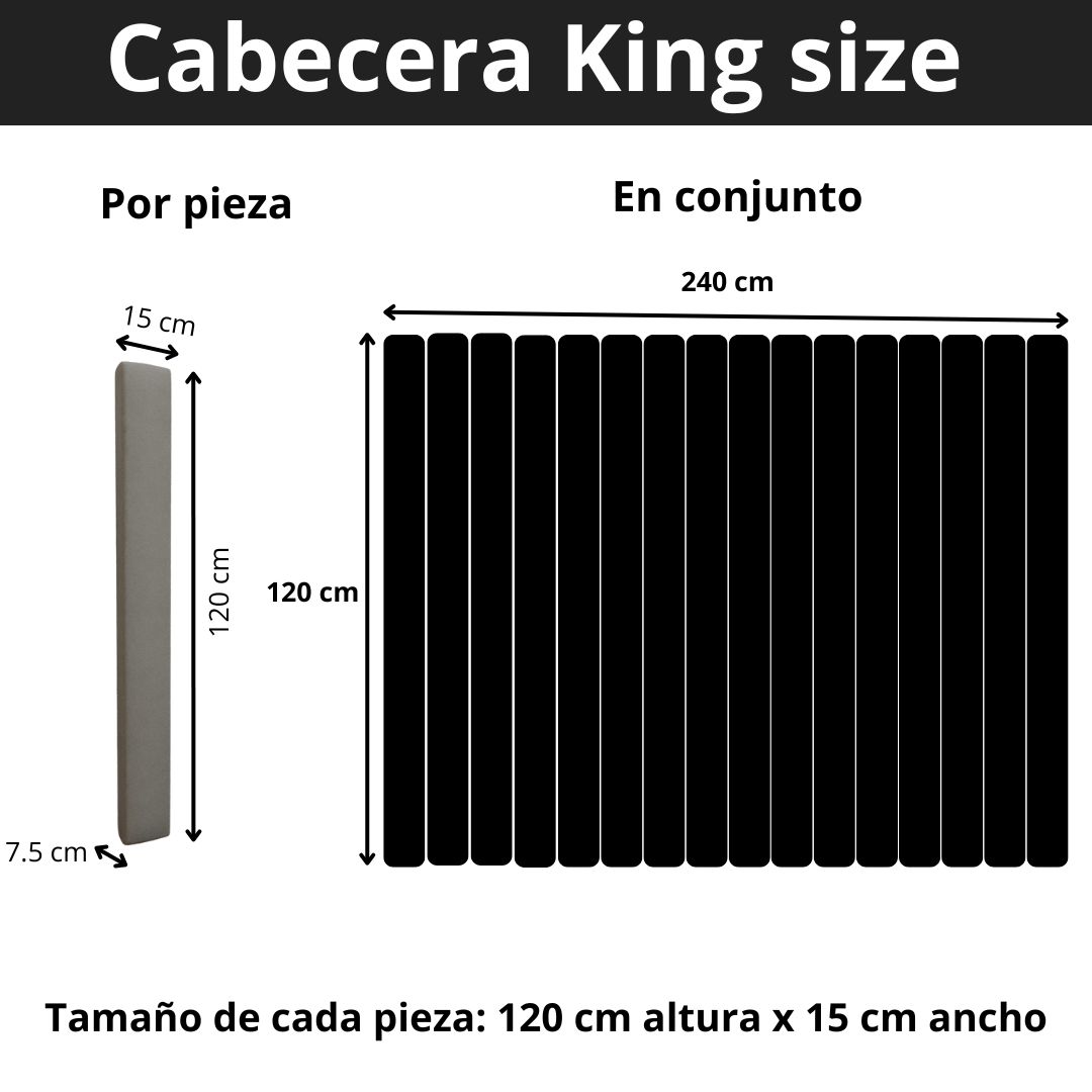 Foto 8 pulgar | Cabecera King Size Modern Luxury De Terciopelo Negro Con Canales De 15 Cm