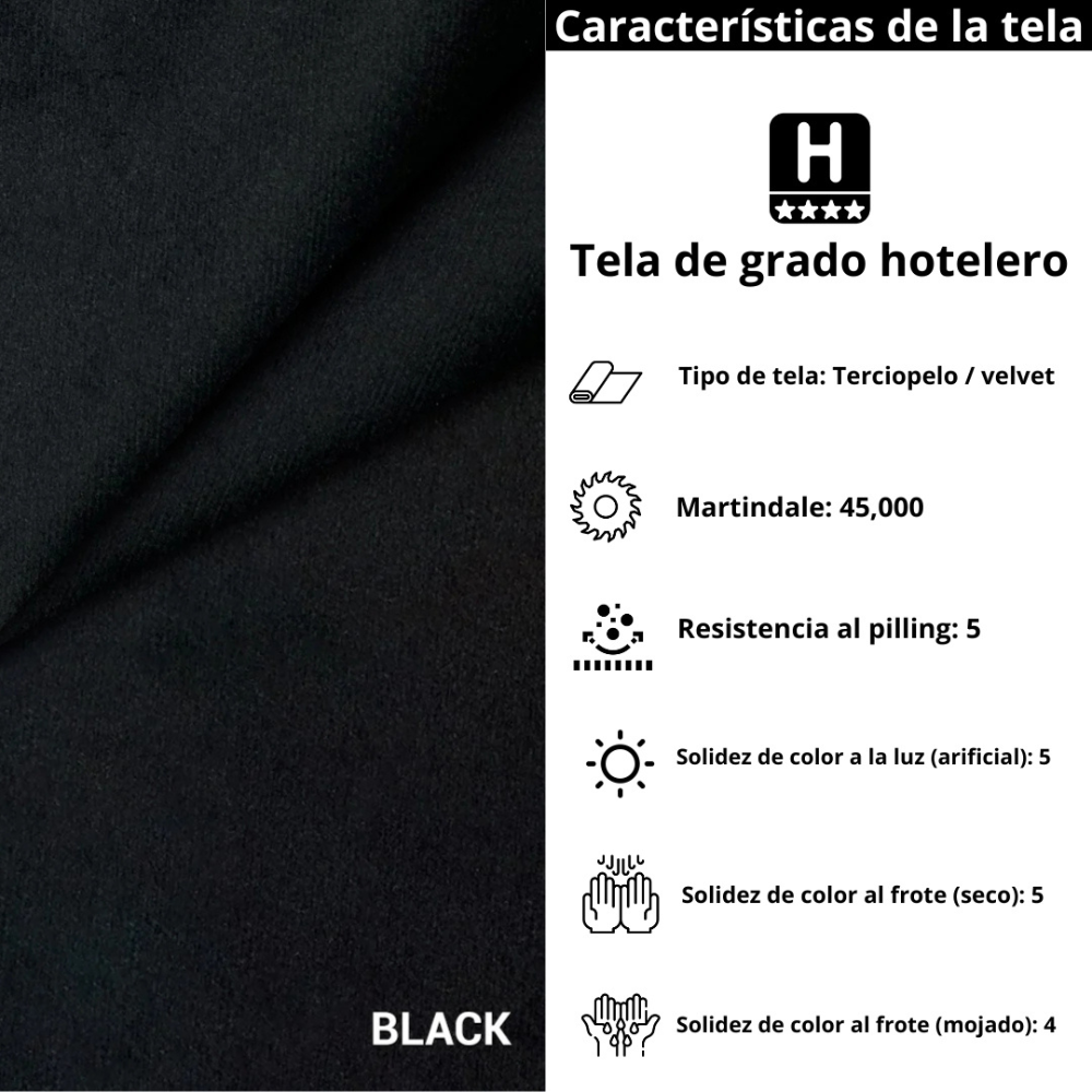 Foto 8 | Cabecera King Size Modern Luxury De Terciopelo Negro Con Canales De 15 Cm