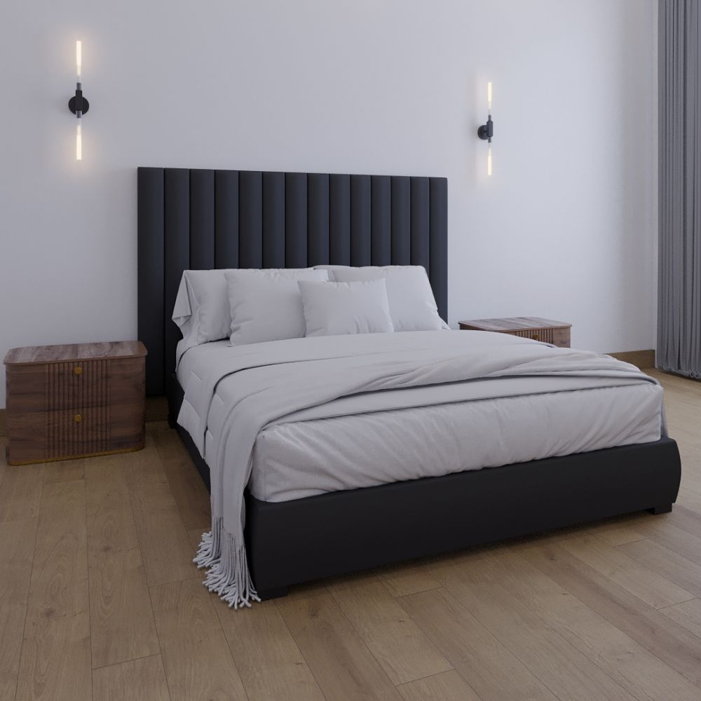 Foto 5 pulgar | Cabecera Queen Size Modern Luxury De Terciopelo Negro Con Canales De 15 Cm