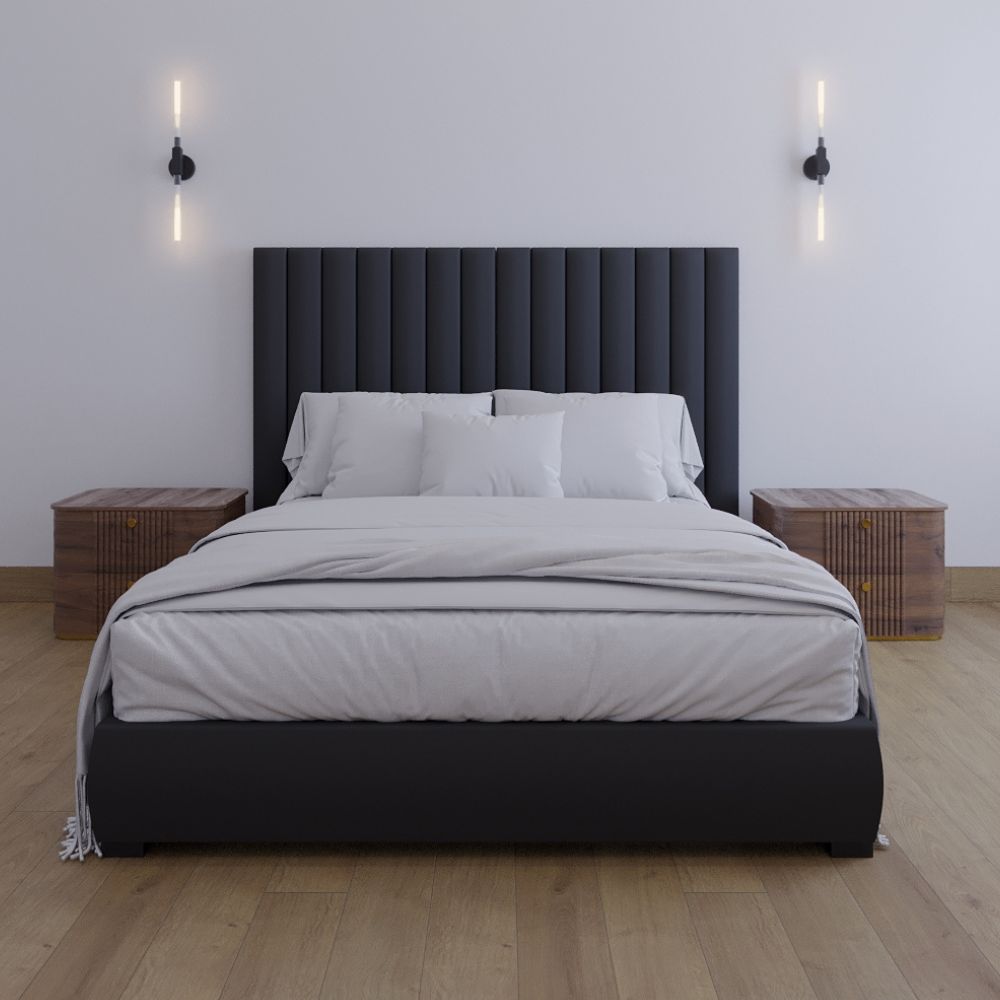 Foto 6 pulgar | Cabecera Queen Size Modern Luxury De Terciopelo Negro Con Canales De 15 Cm