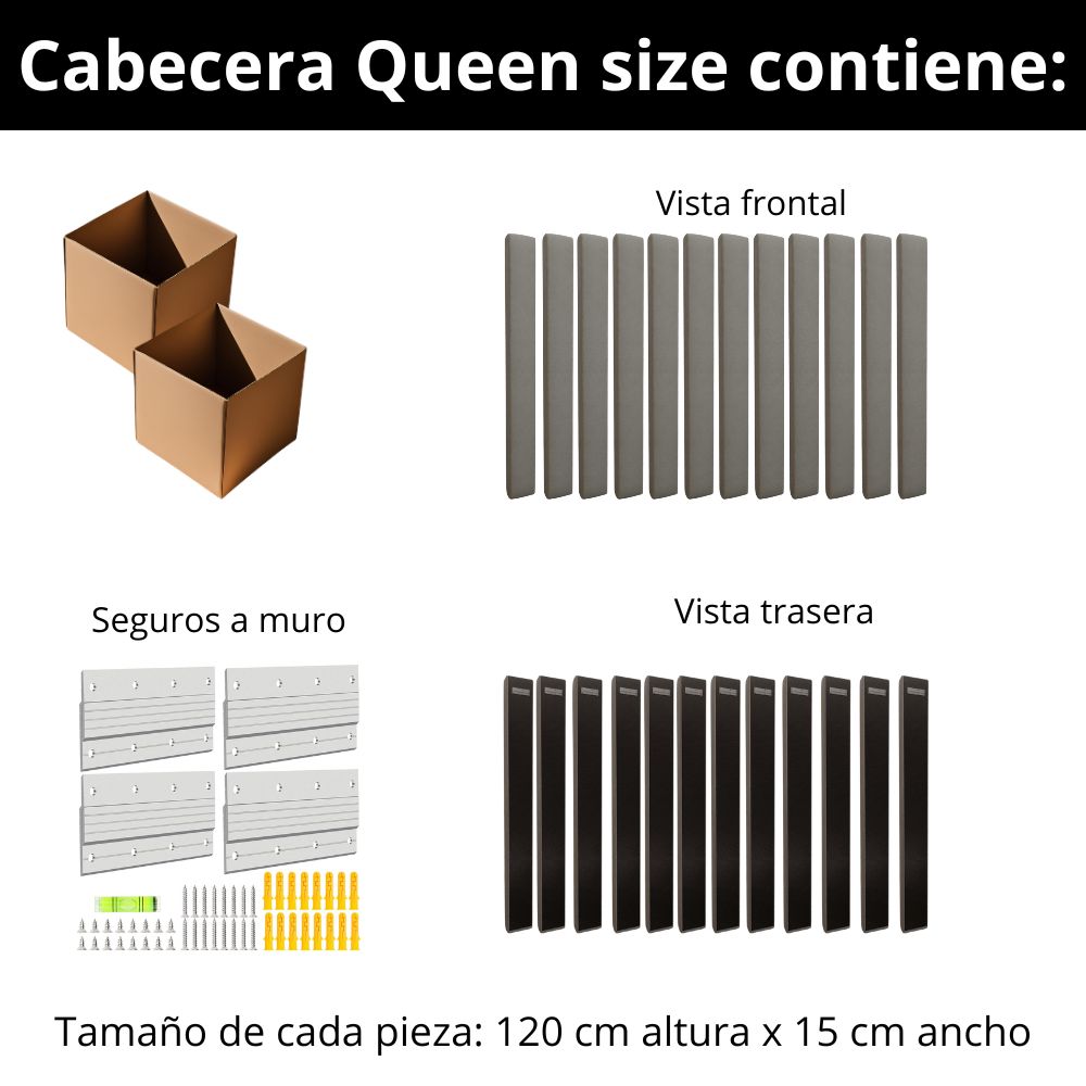 Foto 6 | Cabecera Queen Size Modern Luxury De Terciopelo Negro Con Canales De 15 Cm