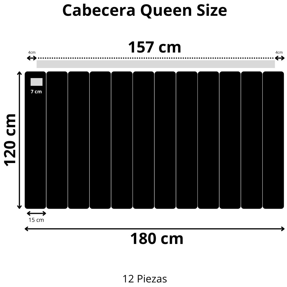 Foto 8 | Cabecera Queen Size Modern Luxury De Terciopelo Negro Con Canales De 15 Cm
