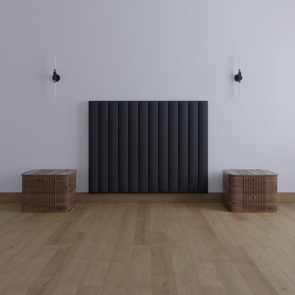 Cabecera Matrimonial Modern Luxury De Terciopelo Negro Con Canales De 15 Cm $9,699