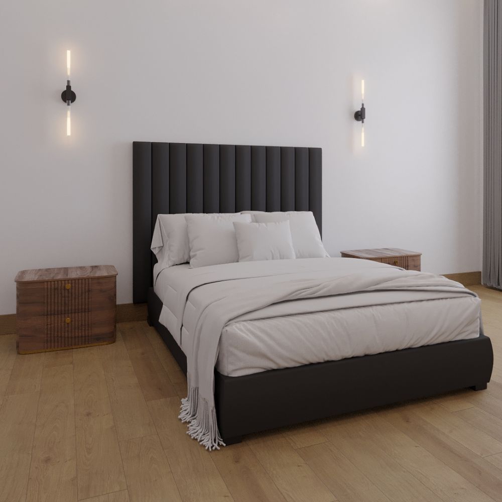 Foto 4 | Cabecera Matrimonial Modern Luxury De Terciopelo Negro Con Canales De 15 Cm