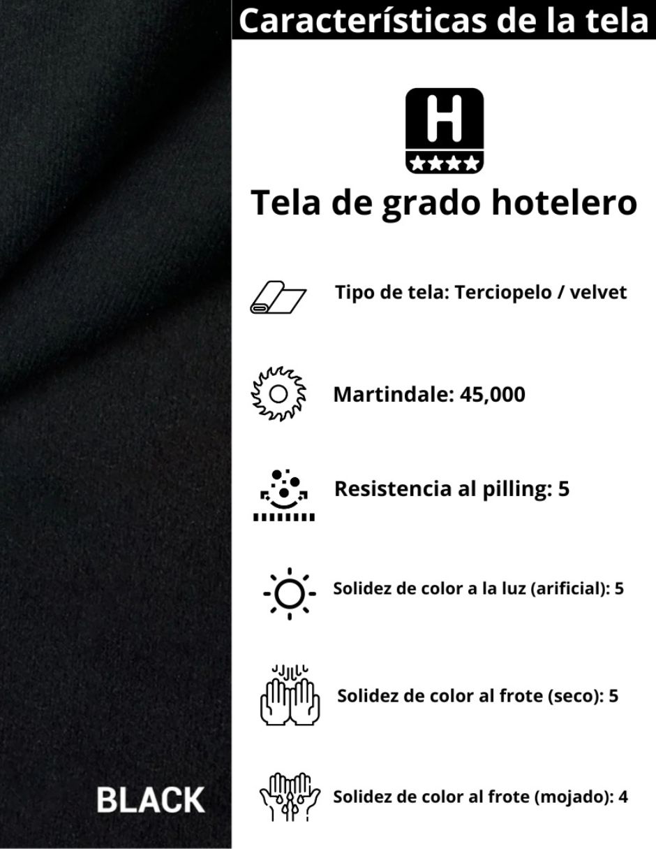 Foto 5 | Cabecera Individual Modern Luxury De Terciopelo Negro Con Canales De 15 Cm