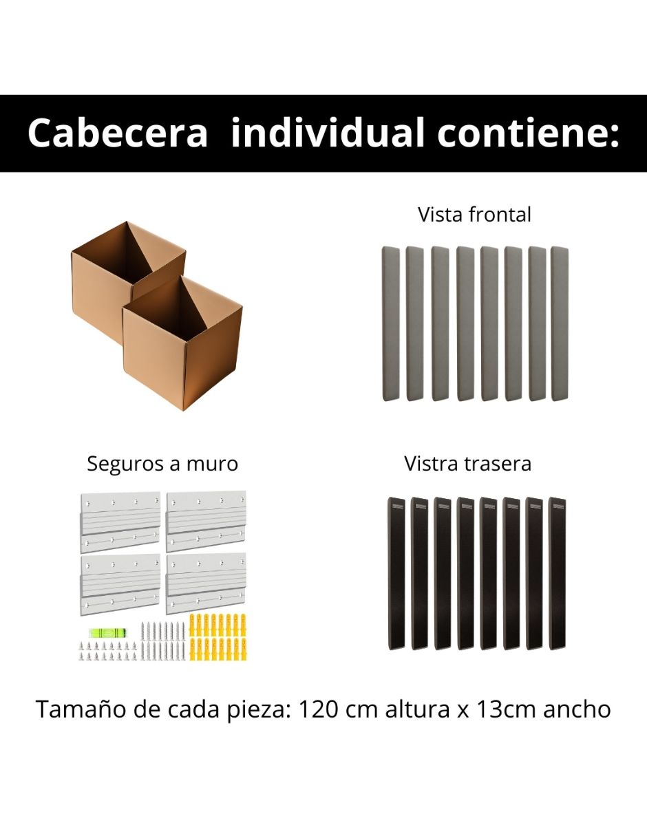 Foto 7 pulgar | Cabecera Individual Modern Luxury De Terciopelo Negro Con Canales De 15 Cm
