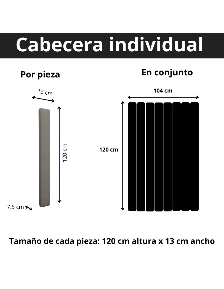 Foto 7 | Cabecera Individual Modern Luxury De Terciopelo Negro Con Canales De 15 Cm