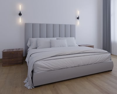 Foto 4 | Cabecera King Size Modern Luxury De Terciopelo Gris Plata Con Canales De 30 Cm