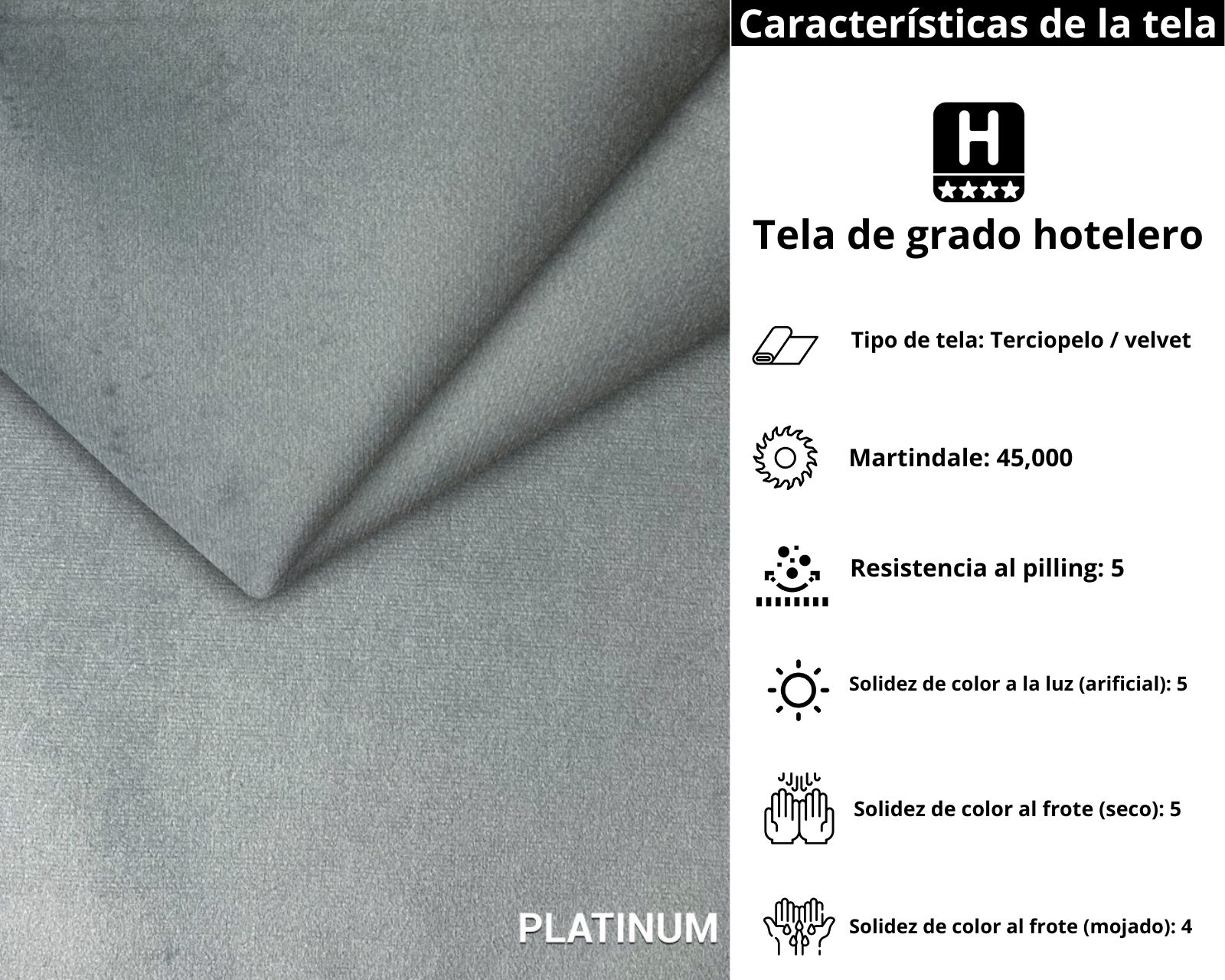 Foto 6 pulgar | Cabecera King Size Modern Luxury De Terciopelo Gris Plata Con Canales De 30 Cm