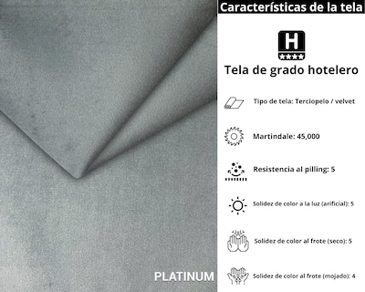 Foto 5 | Cabecera King Size Modern Luxury De Terciopelo Gris Plata Con Canales De 30 Cm