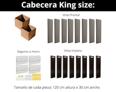 Foto 6 | Cabecera King Size Modern Luxury De Terciopelo Gris Plata Con Canales De 30 Cm
