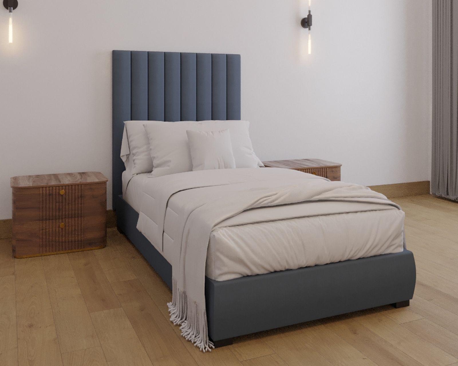 Foto 4 | Cabecera Individual Modern Luxury De Terciopelo Deepgray Con Canales De 15 Cm