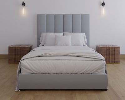 Foto 3 | Cabecera Matrimonial Modern Luxury De Terciopelo Gris Plateado Con Canales De 30 Cm