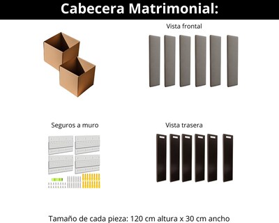 Foto 5 | Cabecera Matrimonial Modern Luxury De Terciopelo Gris Plateado Con Canales De 30 Cm