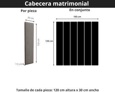 Foto 7 | Cabecera Matrimonial Modern Luxury De Terciopelo Gris Plateado Con Canales De 30 Cm