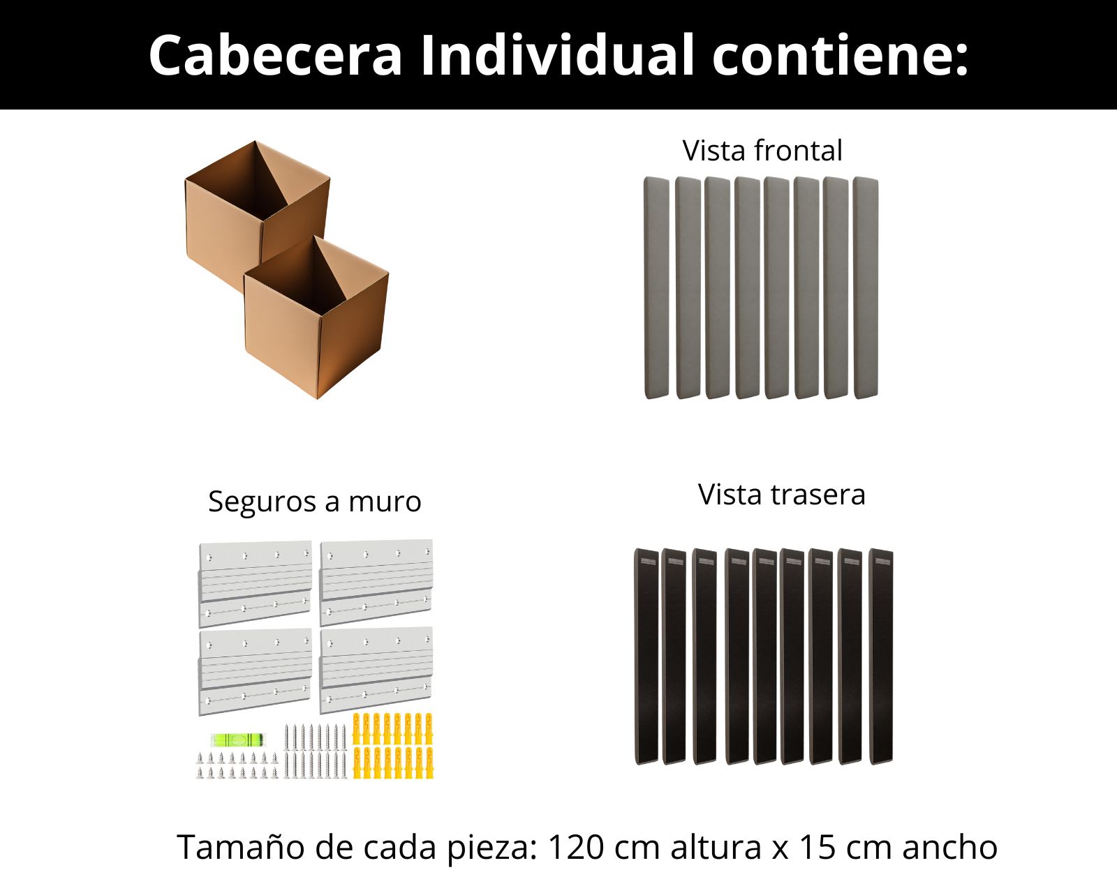 Foto 9 pulgar | Cabecera Individual Modern Luxury De Terciopelo Beige Con Canales De 15 Cm