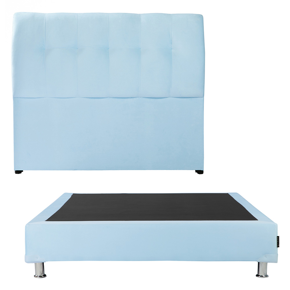Cabecera Dicasa Nube Queen Size Color Cielo + Box Dicasa Queen Size Color Cielo