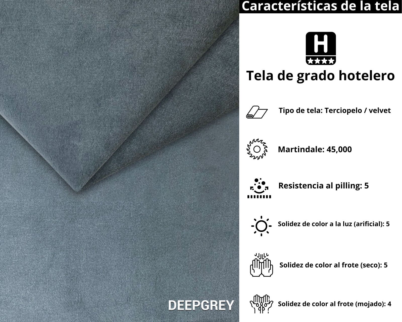 Foto 6 pulgar | Cabecera Individual Modern Luxury De Terciopelo Deepgray Con Canales De 30 Cm