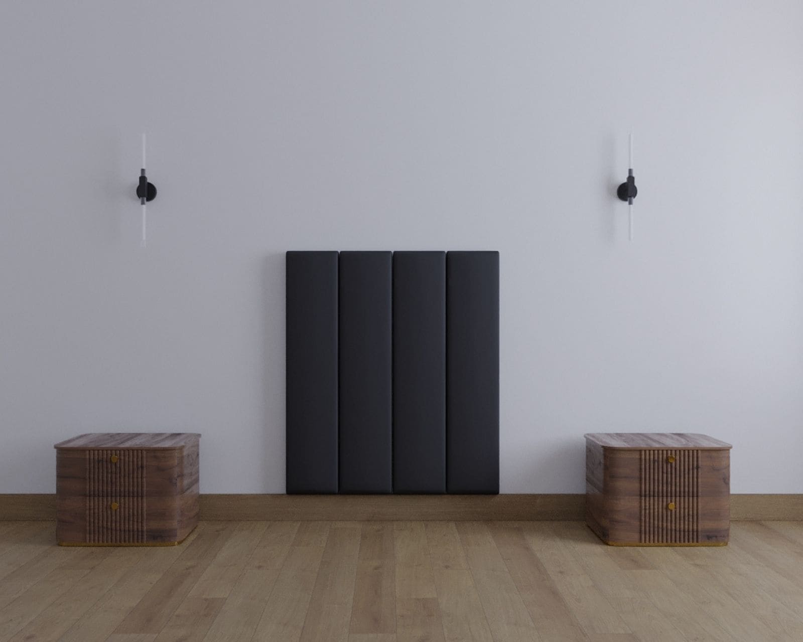 Cabecera Individual Modern Luxury De Terciopelo Negro Con Canales De 30 Cm $6,499