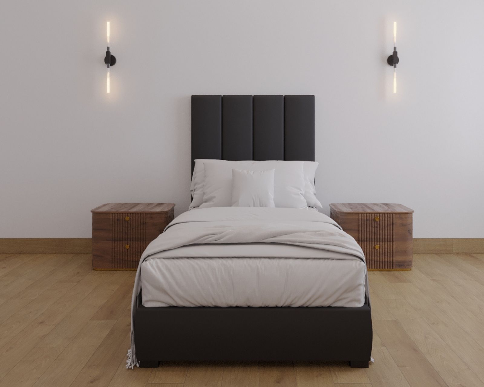 Foto 4 pulgar | Cabecera Individual Modern Luxury De Terciopelo Negro Con Canales De 30 Cm