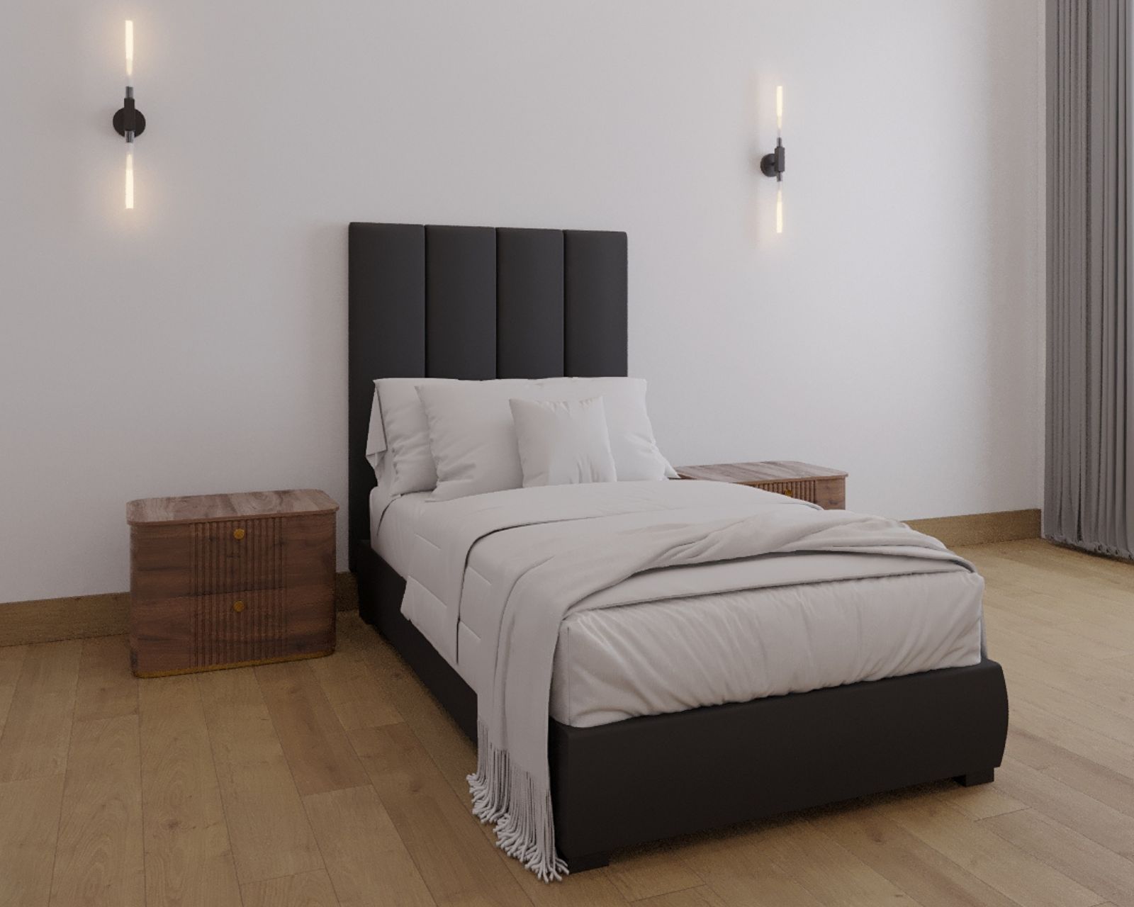 Foto 4 | Cabecera Individual Modern Luxury De Terciopelo Negro Con Canales De 30 Cm