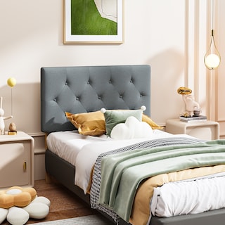 Foto 2 | Cabecera De Cama Individual Tapizada Con Altura Ajustable Patas De Madera Acolchada Yatahome Hydemu 105x7.5x55cm Gris