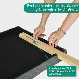 Foto 6 | Cabecera De Cama Individual Tapizada Con Altura Ajustable Patas De Madera Acolchada Yatahome Hydemu 105x7.5x55cm Gris