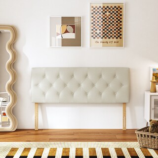 Foto 1 | Cabecera De Cama Queen Tapizada Con Altura Ajustable Patas De Madera Acolchada Yatahome Hydemu 156.5x8x55.5cm Beige