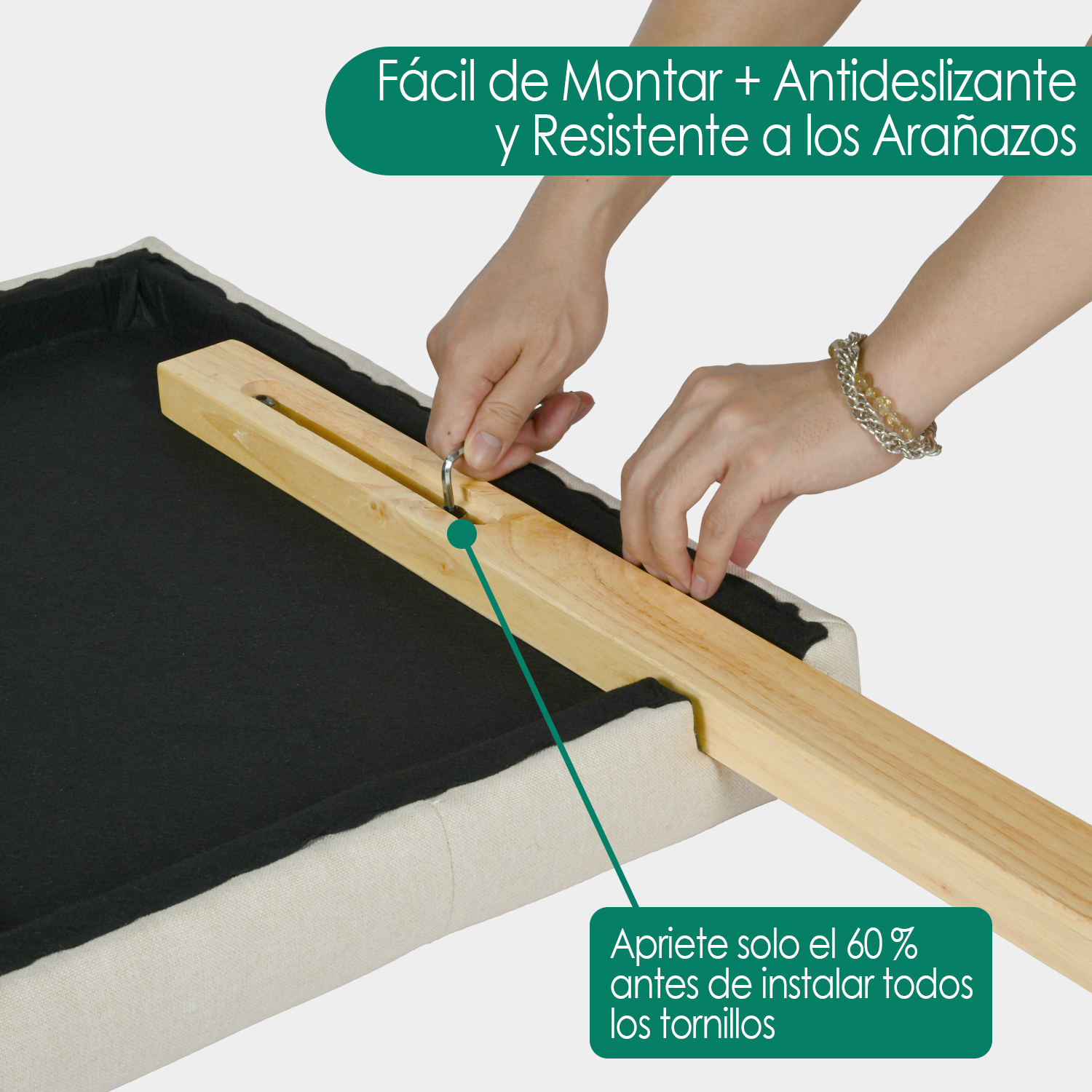 Foto 7 pulgar | Cabecera De Cama Queen Tapizada Con Altura Ajustable Patas De Madera Acolchada Yatahome Hydemu 156.5x8x55.5cm Beige