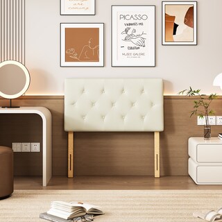 Foto 1 | Cabecera De Cama Individual Tapizada Con Altura Ajustable Patas De Madera Acolchada Yatahome Hydemu 105x7.5x55cm Beige