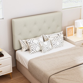 Foto 2 | Cabecera De Cama Individual Tapizada Con Altura Ajustable Patas De Madera Acolchada Yatahome Hydemu 105x7.5x55cm Beige