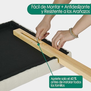 Foto 6 | Cabecera De Cama Individual Tapizada Con Altura Ajustable Patas De Madera Acolchada Yatahome Hydemu 105x7.5x55cm Beige