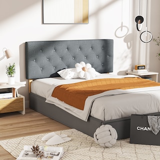 Foto 2 | Cabecera De Cama Queen Tapizada Con Altura Ajustable Patas De Madera Acolchada Yatahome Hydemu 156.5x8x55.5cm Gris