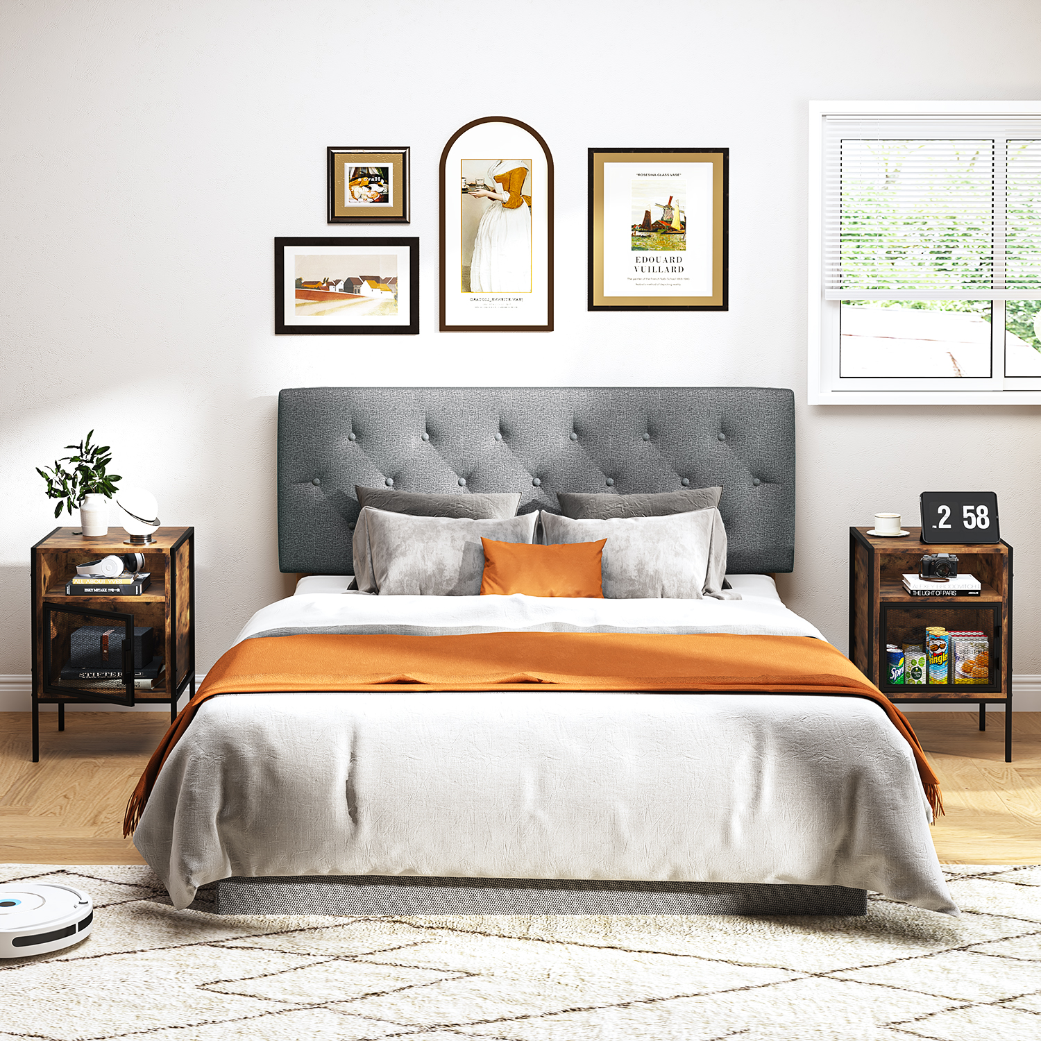 Foto 4 pulgar | Cabecera De Cama Queen Tapizada Con Altura Ajustable Patas De Madera Acolchada Yatahome Hydemu 156.5x8x55.5cm Gris