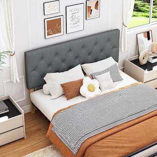 Foto 4 | Cabecera De Cama Queen Tapizada Con Altura Ajustable Patas De Madera Acolchada Yatahome Hydemu 156.5x8x55.5cm Gris