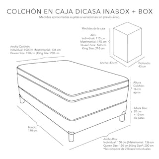 Foto 8 | Colchón Individual Dicasa + Box Belu + Protector y Almohada One