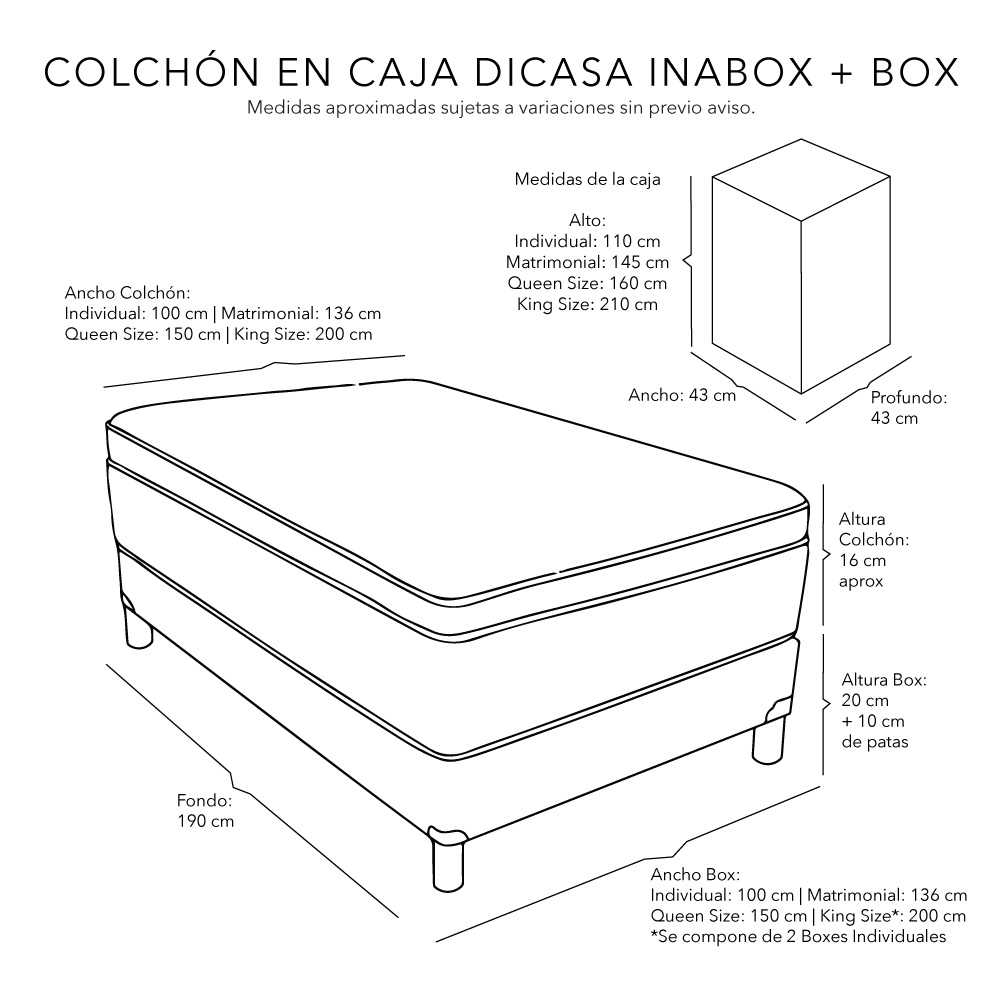 Foto 5 | Colchón King Size Dicasa + Box Belu y Almohadas Osos