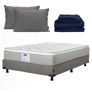 Foto 1 | Colchón Dicasa Cupra Matrimonial + Box Rivo color Gris + Protector de Colchón + 2 Almohadas + Sábanas Softy