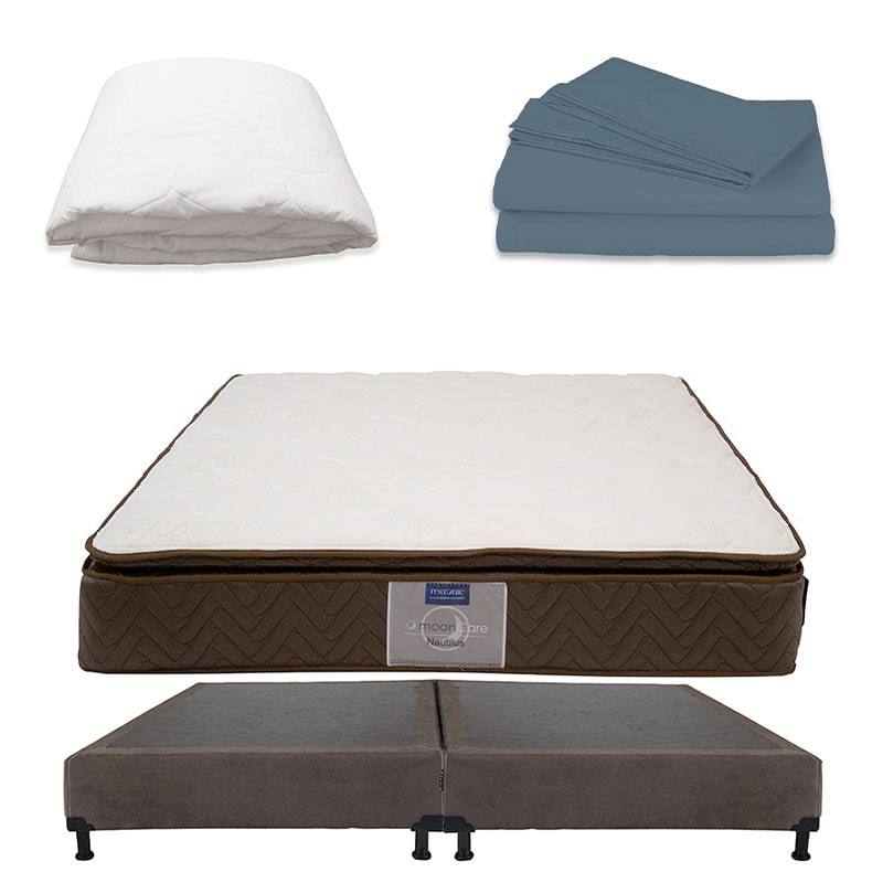 Colchón Restonic Nautilus King Size + Box Dicasa Bless Color Café + Sábanas + Protector $13,149