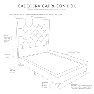 Foto 5 | Cabecera Dicasa Capri Individual + Box Dicasa Bless color Azul Marino
