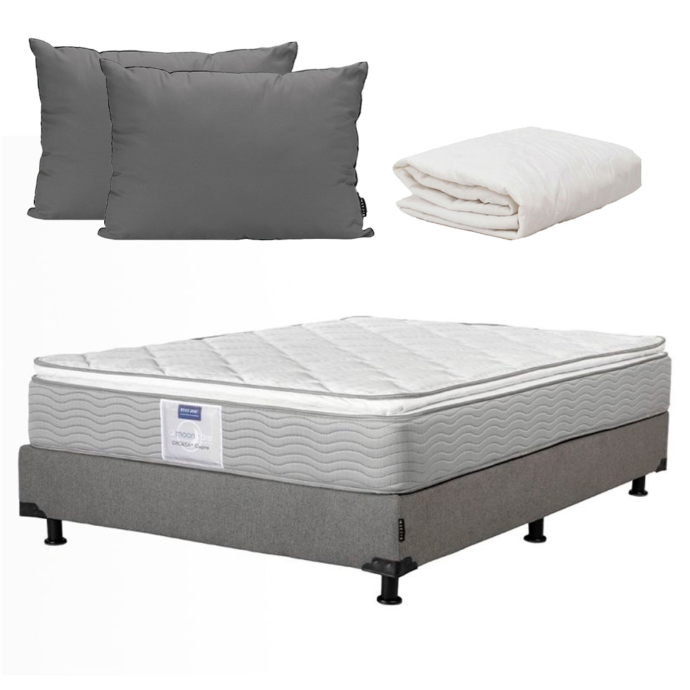 Foto 1 | Colchón Dicasa Cupra Matrimonial + Box Dicasa Rivo Color Gris  + Protector De Colchón + 2 Almohadas 2-pack