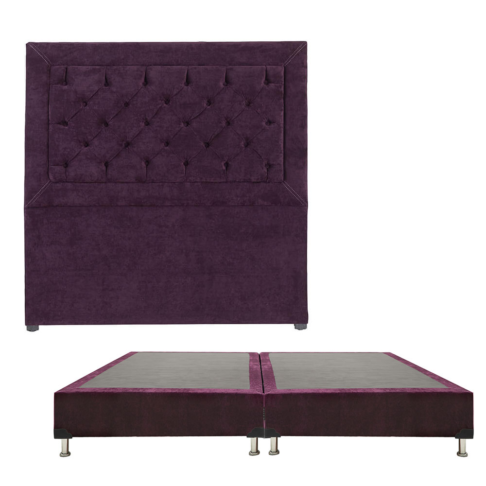 Cabecera Dicasa Mary + Box Dicasa  Velvet Color Morado King Size