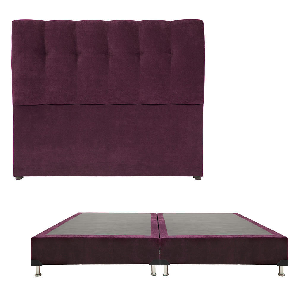 Cabecera Dicasa Nube + Box Dicasa Velvet color Morado King Size