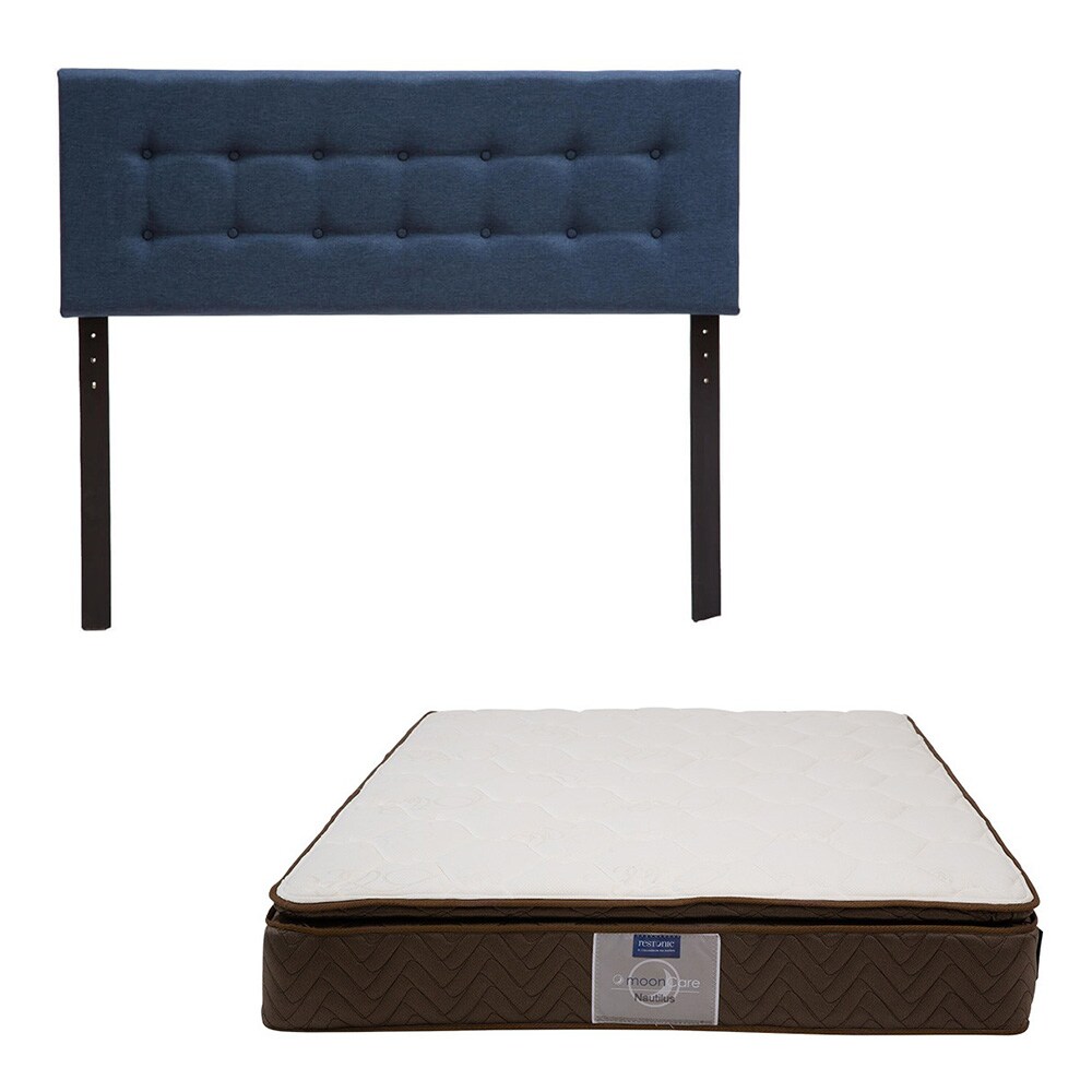 Cabecera Dicasa Bilbao color Azul Matrimonial + Colchón Restonic Nautilus Matrimonial $6,549