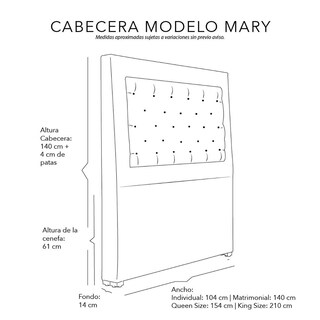 Foto 7 | Cabecera Dicasa Mary color Beige + Colchón Spring Air Morgan Queen Size