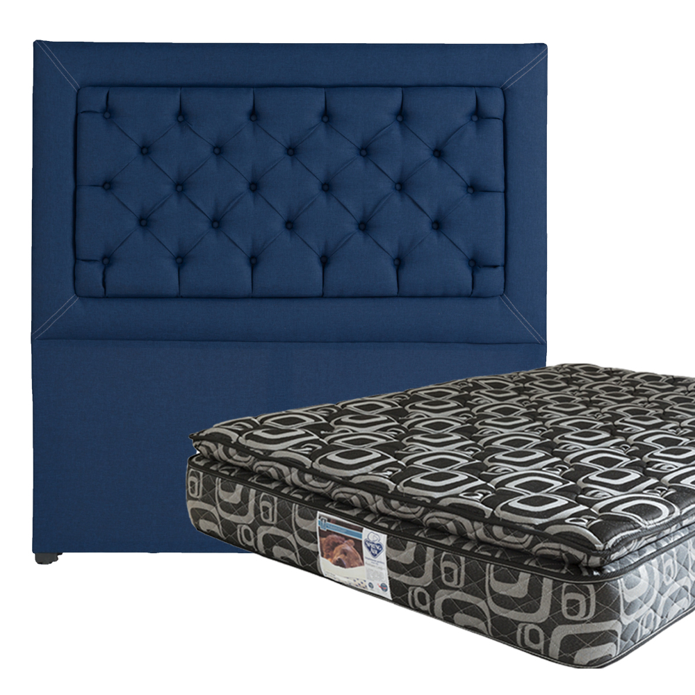 Cabecera Dicasa Mary color Azul + Colchón Spring Air Morgan Queen Size