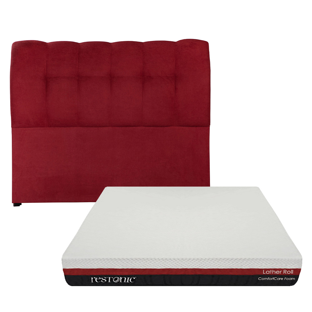 Foto 1 | Cabecera Dicasa Nube color Rojo Queen Size + Colchón Restonic Roll Queen Size